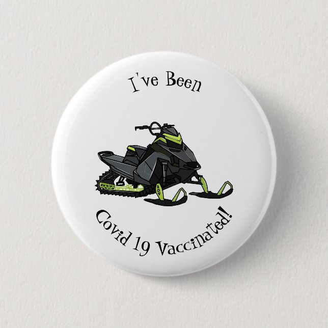 Snowmobile cartoon illustration 6 cm round badge (Front)
