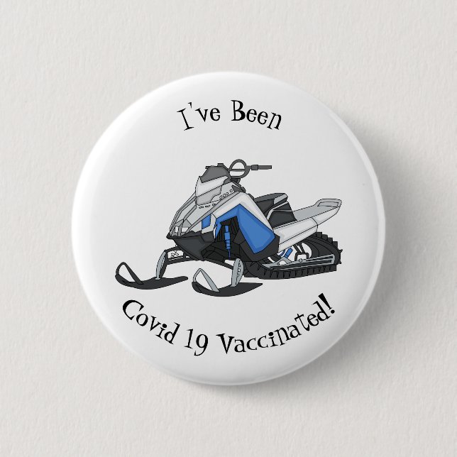 Snowmobile cartoon illustration 6 cm round badge (Front)