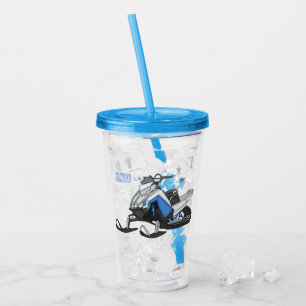 Snowmobile cartoon illustration acrylic tumbler