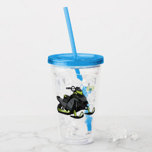 Snowmobile cartoon illustration acrylic tumbler