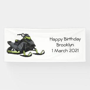 Snowmobile cartoon illustration banner