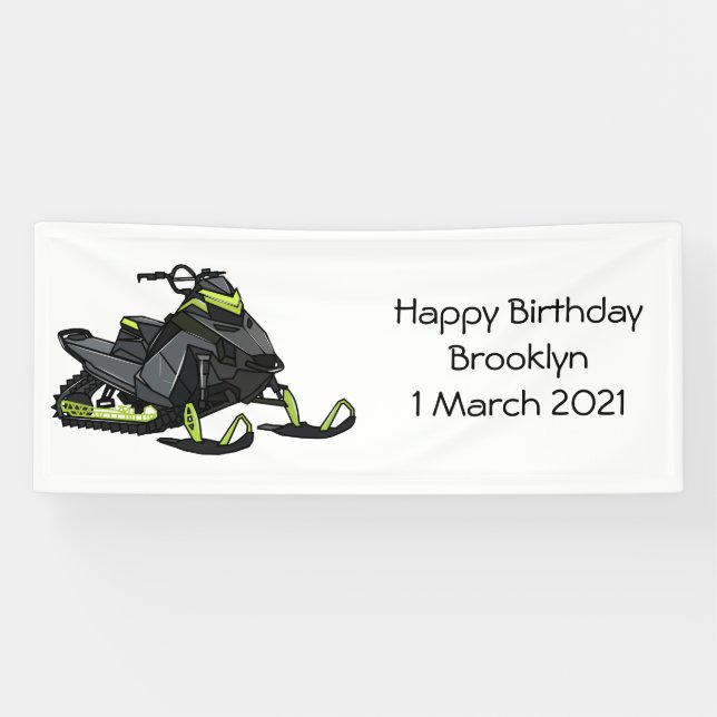 Snowmobile cartoon illustration banner (Horizontal)