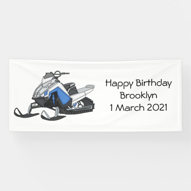Snowmobile cartoon illustration banner (Horizontal)