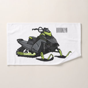 Snowmobile cartoon illustration  bath towel set