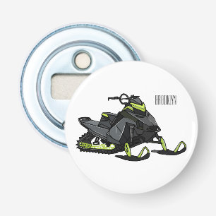 Snowmobile cartoon illustration bottle opener