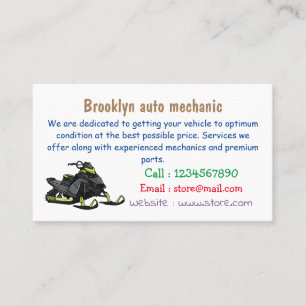 Snowmobile cartoon illustration business card