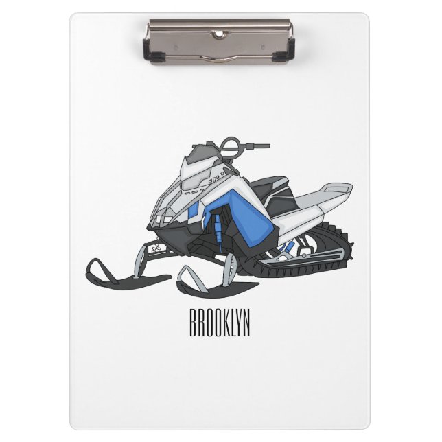 Snowmobile cartoon illustration  clipboard (Front)