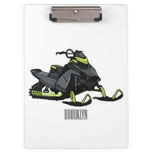 Snowmobile cartoon illustration clipboard
