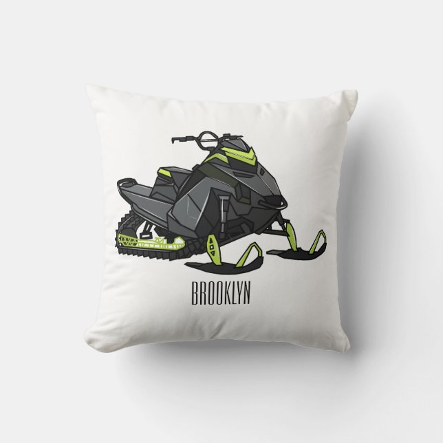 Snowmobile cartoon illustration  cushion (Front)