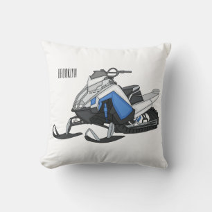 Snowmobile cartoon illustration cushion