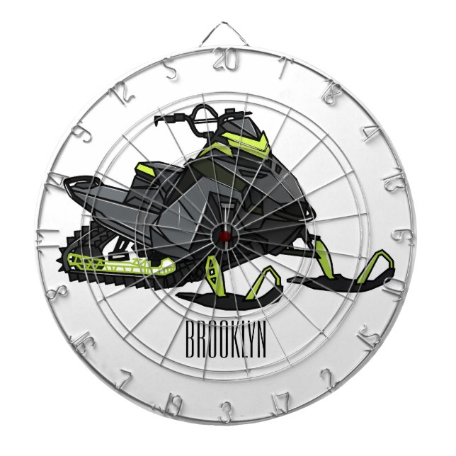 Snowmobile cartoon illustration  dartboard (Front)