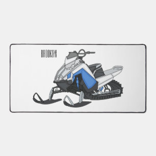 Snowmobile cartoon illustration desk mat