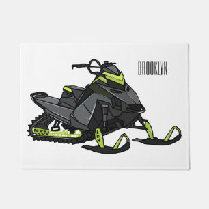 Snowmobile cartoon illustration doormat