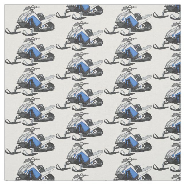 Snowmobile cartoon illustration fabric (Swatch)