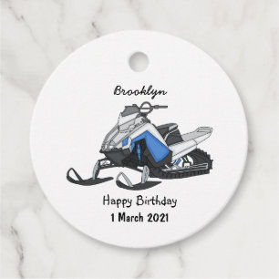 Snowmobile cartoon illustration favour tags