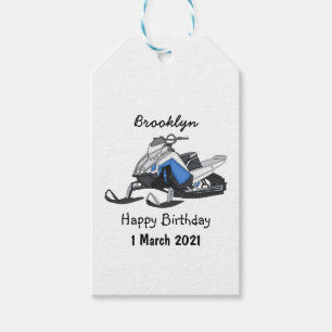Snowmobile cartoon illustration gift tags