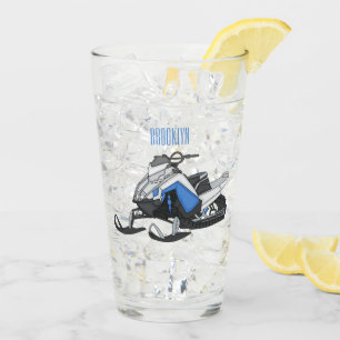 Snowmobile cartoon illustration glass