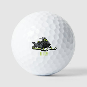 Snowmobile cartoon illustration  golf balls