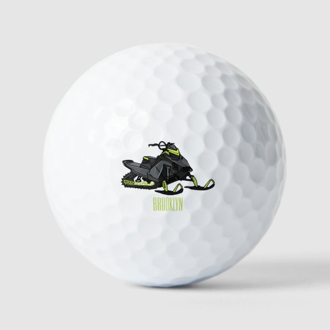 Snowmobile cartoon illustration  golf balls (Front)