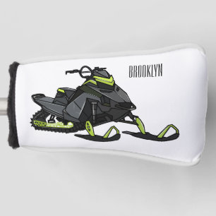 Snowmobile cartoon illustration golf head cover