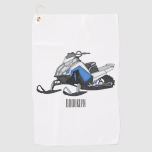 Snowmobile cartoon illustration golf towel