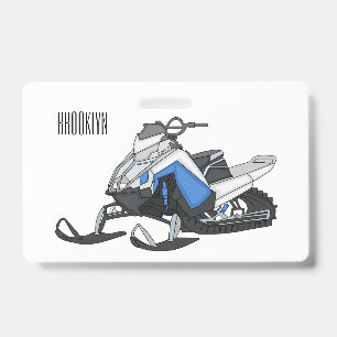 Snowmobile cartoon illustration ID badge
