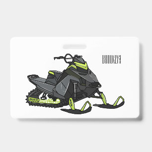 Snowmobile cartoon illustration ID badge