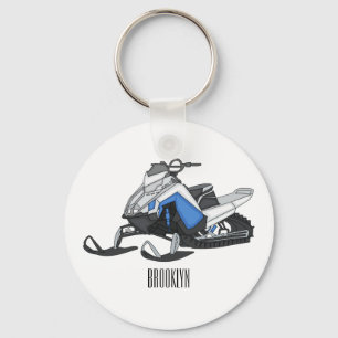 Snowmobile cartoon illustration key ring