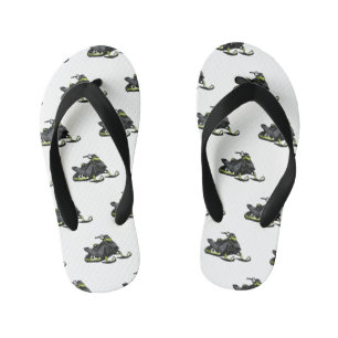 Snowmobile cartoon illustration kid's flip flops