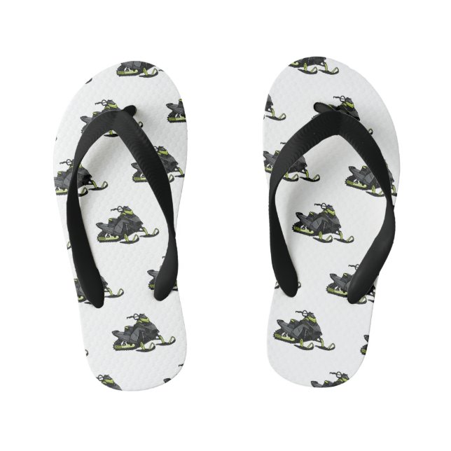 Snowmobile cartoon illustration  kid's flip flops (Footbed)