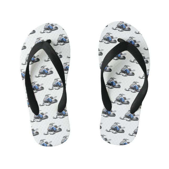 Snowmobile cartoon illustration kid's flip flops (Footbed)