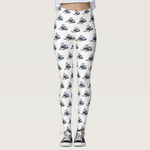 Snowmobile cartoon illustration leggings