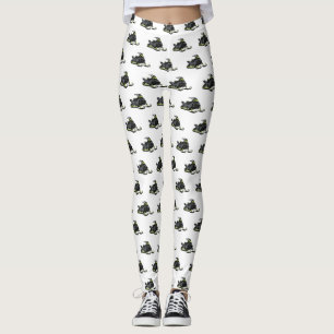 Snowmobile cartoon illustration leggings