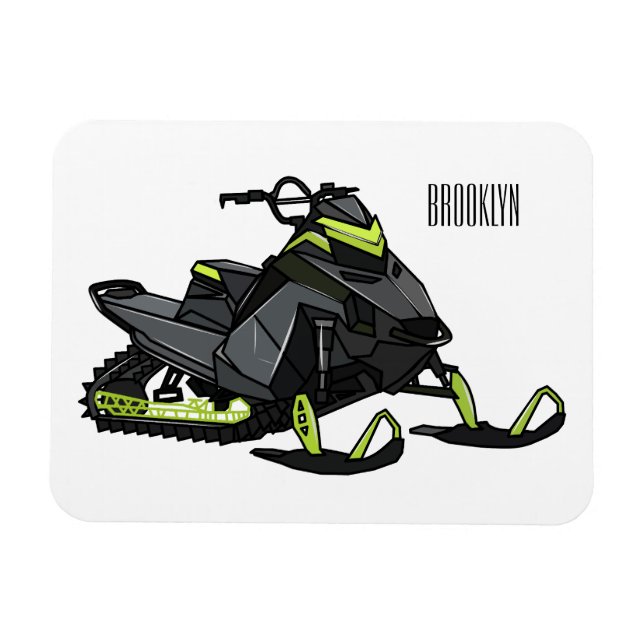 Snowmobile cartoon illustration  magnet (Horizontal)