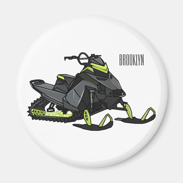Snowmobile cartoon illustration  magnet (Front)