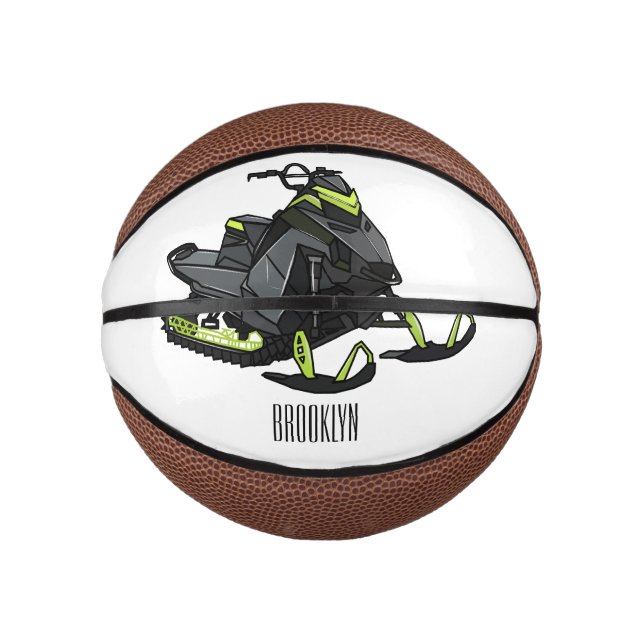 Snowmobile cartoon illustration  mini basketball (Front)