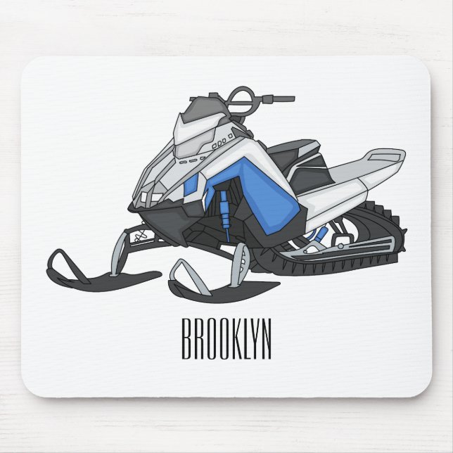 Snowmobile cartoon illustration mouse mat (Front)