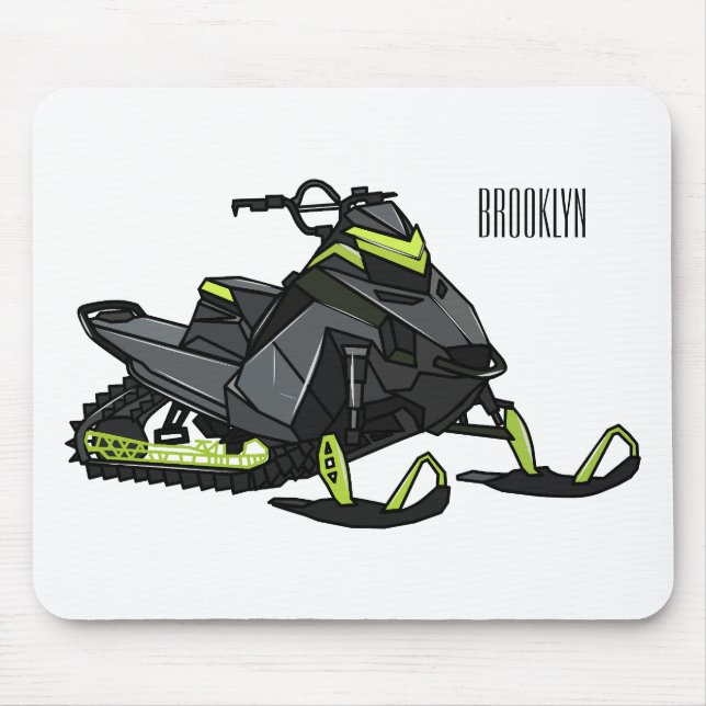 Snowmobile cartoon illustration  mouse mat (Front)