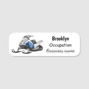 Snowmobile cartoon illustration name tag