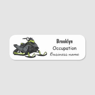 Snowmobile cartoon illustration name tag