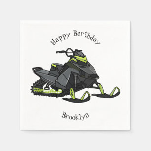 Snowmobile cartoon illustration napkin