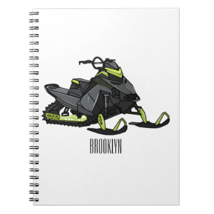 Snowmobile cartoon illustration notebook