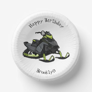 Snowmobile cartoon illustration paper plate