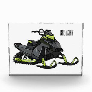 Snowmobile cartoon illustration photo block