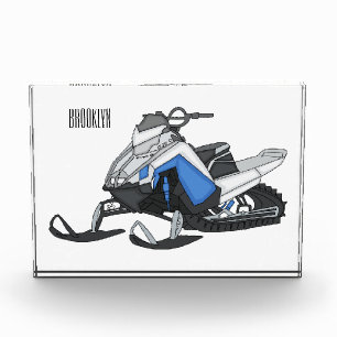 Snowmobile cartoon illustration photo block