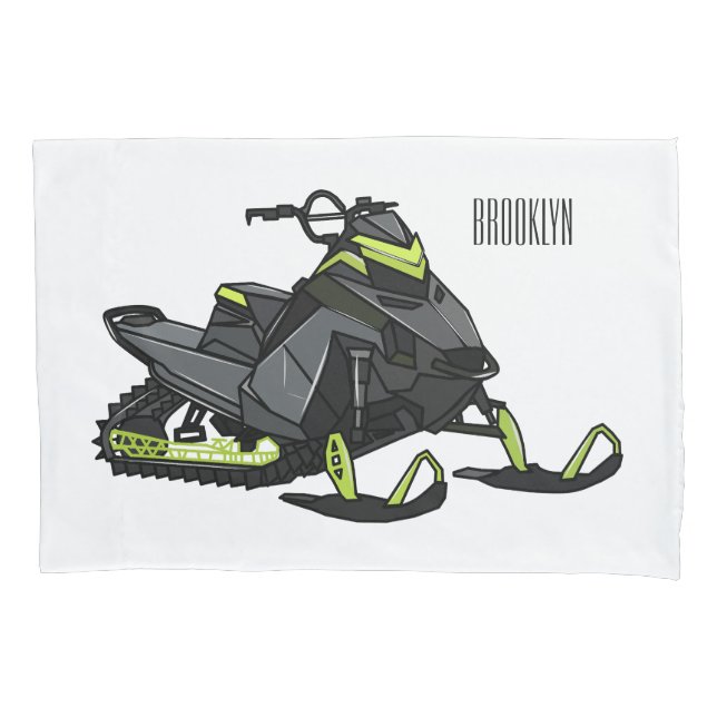 Snowmobile cartoon illustration  pillowcase (Front)