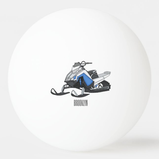 Snowmobile cartoon illustration ping pong ball (Front)
