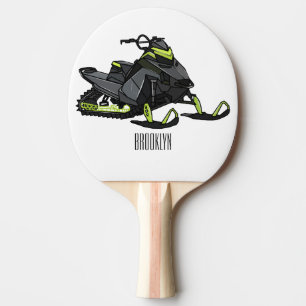Snowmobile cartoon illustration ping pong paddle