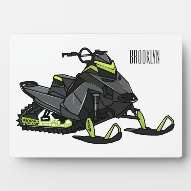 Snowmobile cartoon illustration  plaque (Front)
