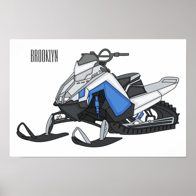 Snowmobile cartoon illustration poster (Front)